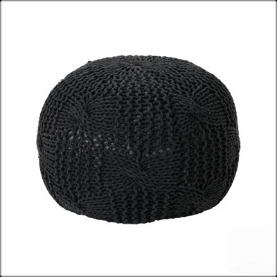 Pouf rond en coton bordeaux tricoté, repose-pieds polyvalent et élégant pour un intérieur moderne, design confortable et durable