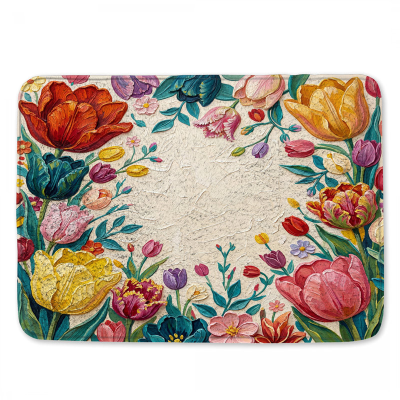 Colourful Floral Bouquet Bath Mat, 24in W x 17in L