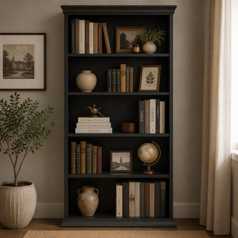 Bibliothèque à 6 niveaux, étagère en métal et bois 70,87 "pour le bureau à domicile, Noir