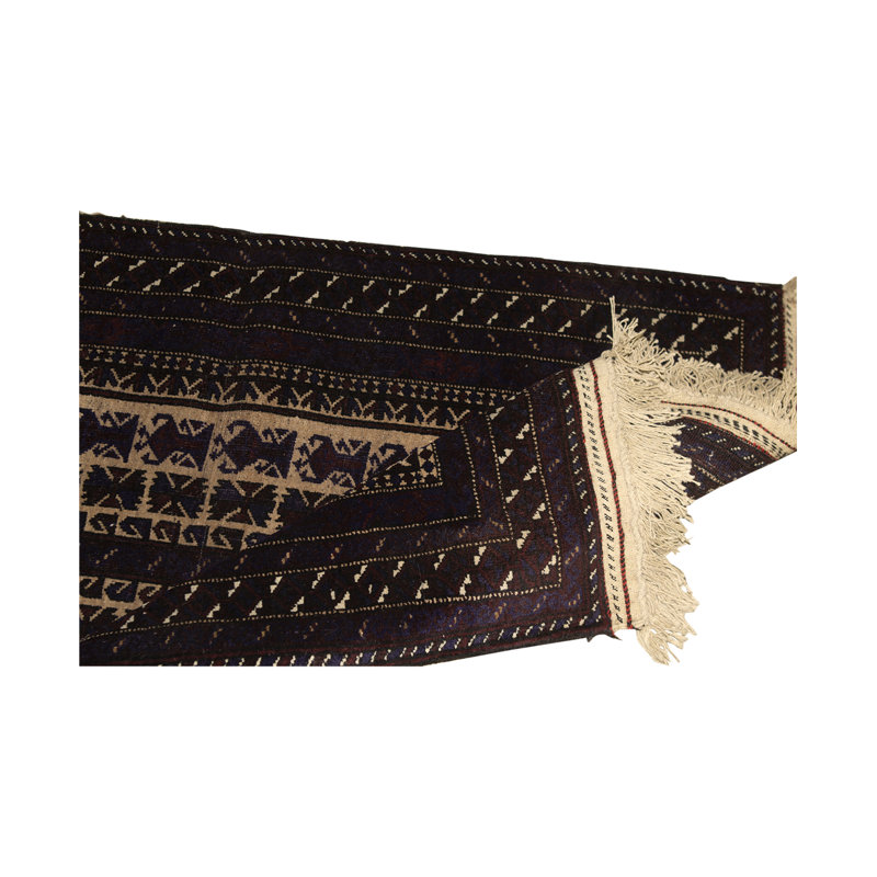 Tapis noir et brun de haute qualité noué à la main