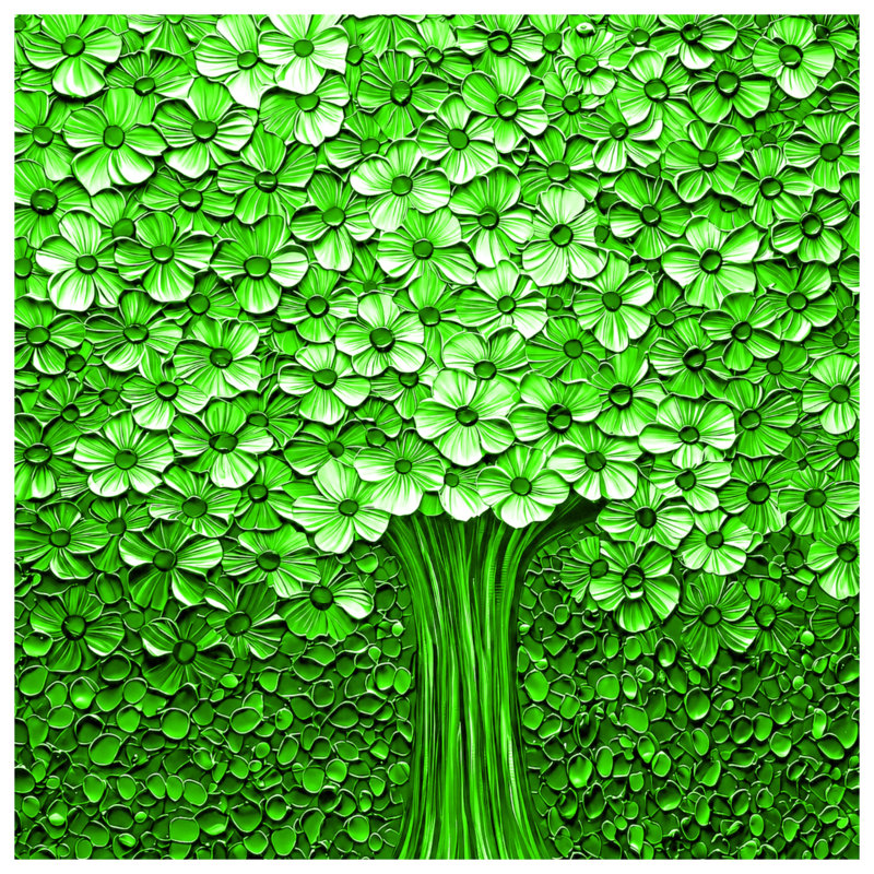 Tapis de bain vert à motif floral, L 24 po x L 17 po
