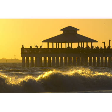 Bay Isle Home Santa Monica Pier Sunset On Canvas by Mkourouyan Print