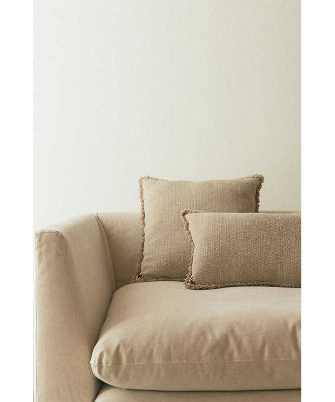 Handloom Cushion, Rectangle 12" H x 20" W, Beige