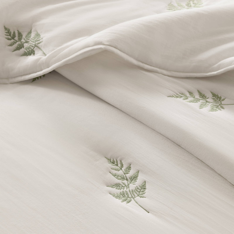 Ensemble de literie, courtepointe 100% coton, grand blanc sauge botanique