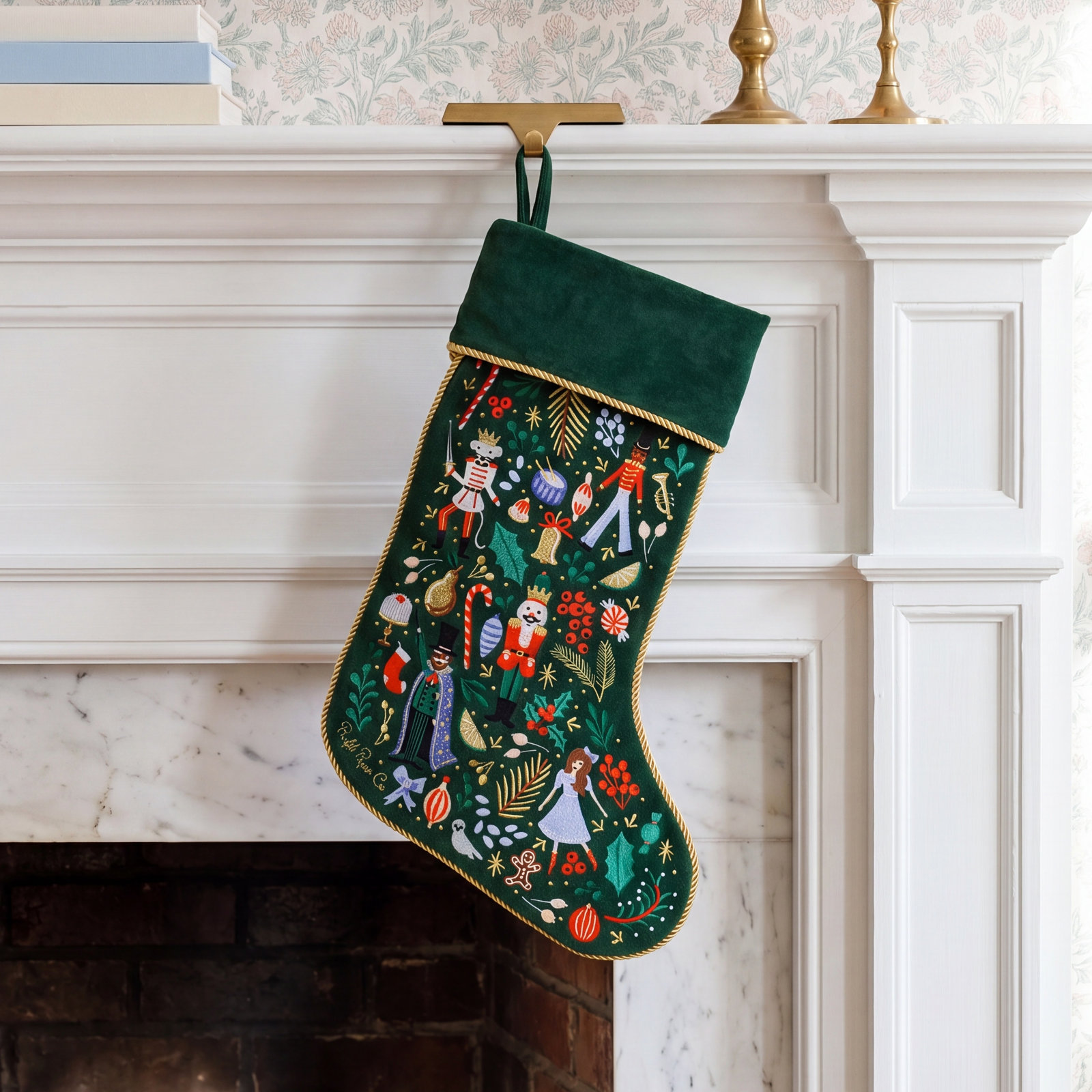 Embroidered Velvet Stocking