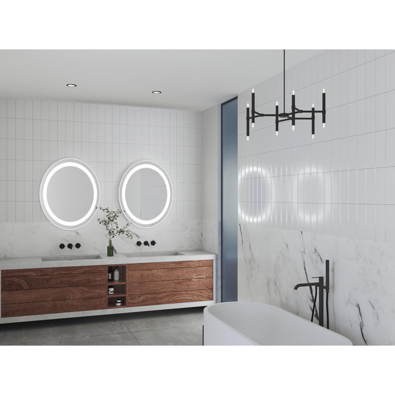 30 in. x 36 in. Oval Illuminated Integrated LED White Color Selectable Modern Mirror