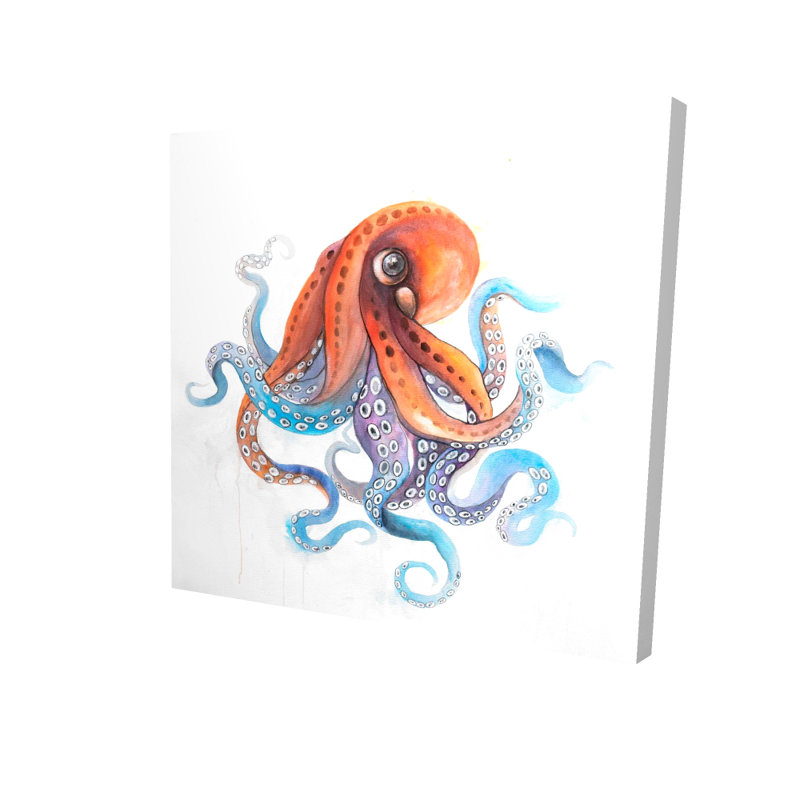 Funny Colorful Octopus Blue Canvas | Aquatic Home Decor