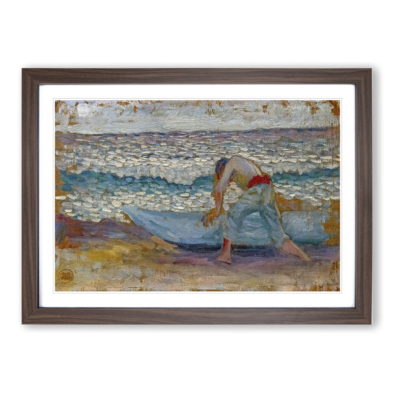 Man with a Boat by Henri-Edmond Cross - Picture Frame Painting, 36cm H x 48cm W x 2cm D, Walnut Framed