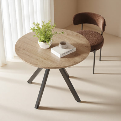 47.2" Solid Wood Round Dining Kitchen Table For 4-6 People With Intersecting Pedestal Base