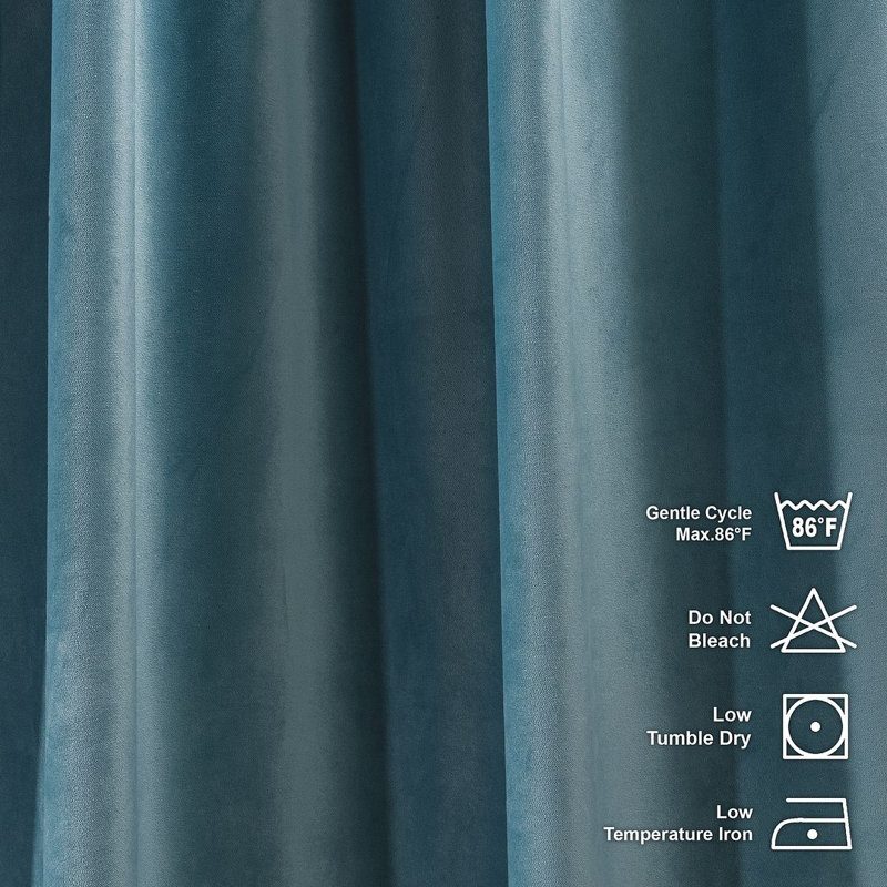 Room Darkening Single Curtain Panel, Sky Blue, 245cm Width x 295cm Drop