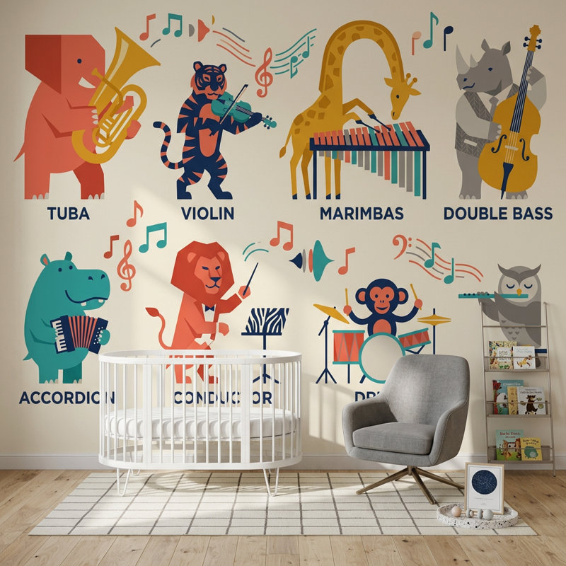 Décoration murale animalière, 140 po x 108 po, Peler et coller