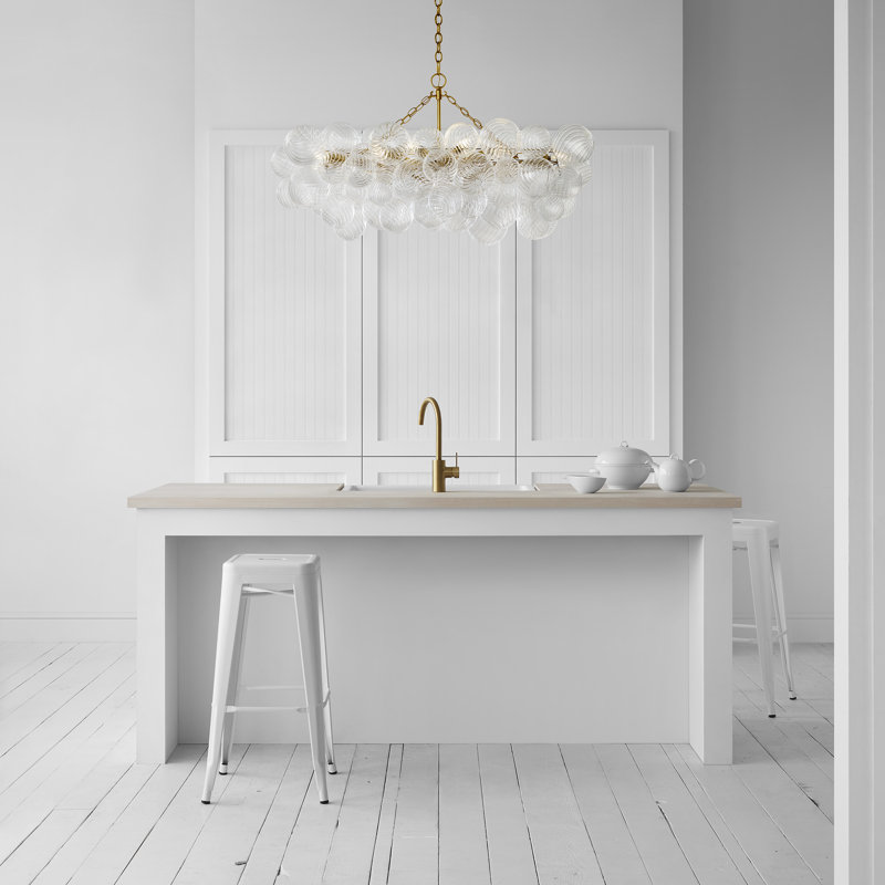 Julie Neill Talia Medium Linear Chandelier, Plaster White