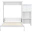 Grand lit à persiennes blanc avec rangement multiple, pin massif et blanc facile à assembler, style, lit, bois, assemblage, économie d'espace