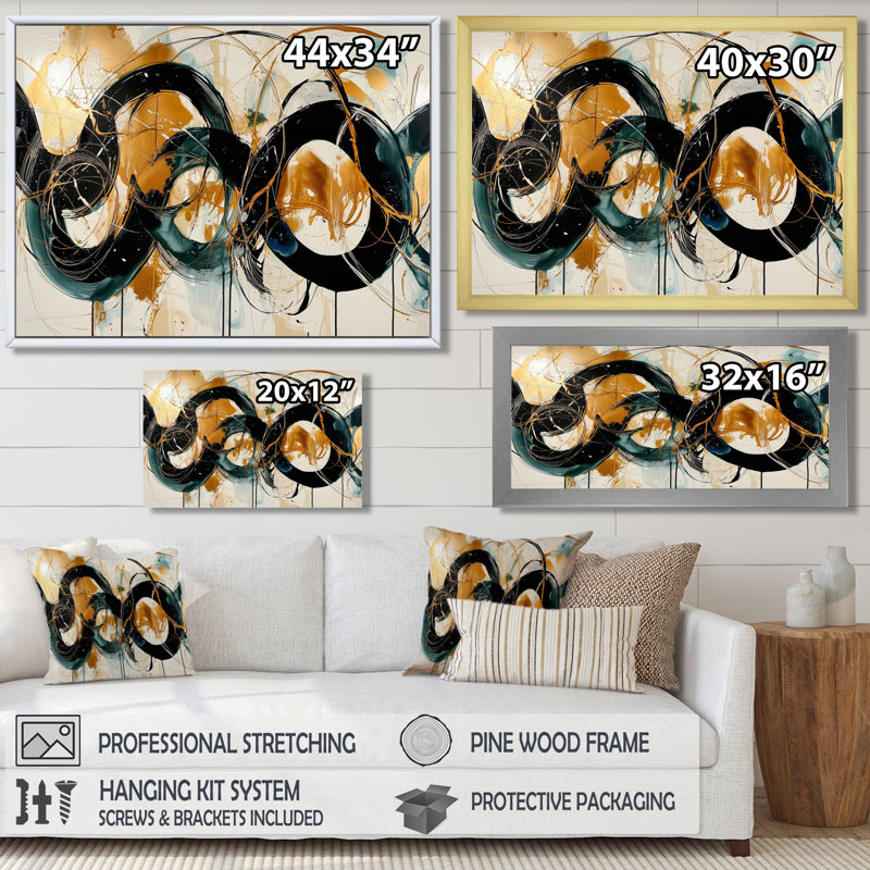 Art mural en toile Odier, H 30 po x l 40 po, Cadre simple, Noir