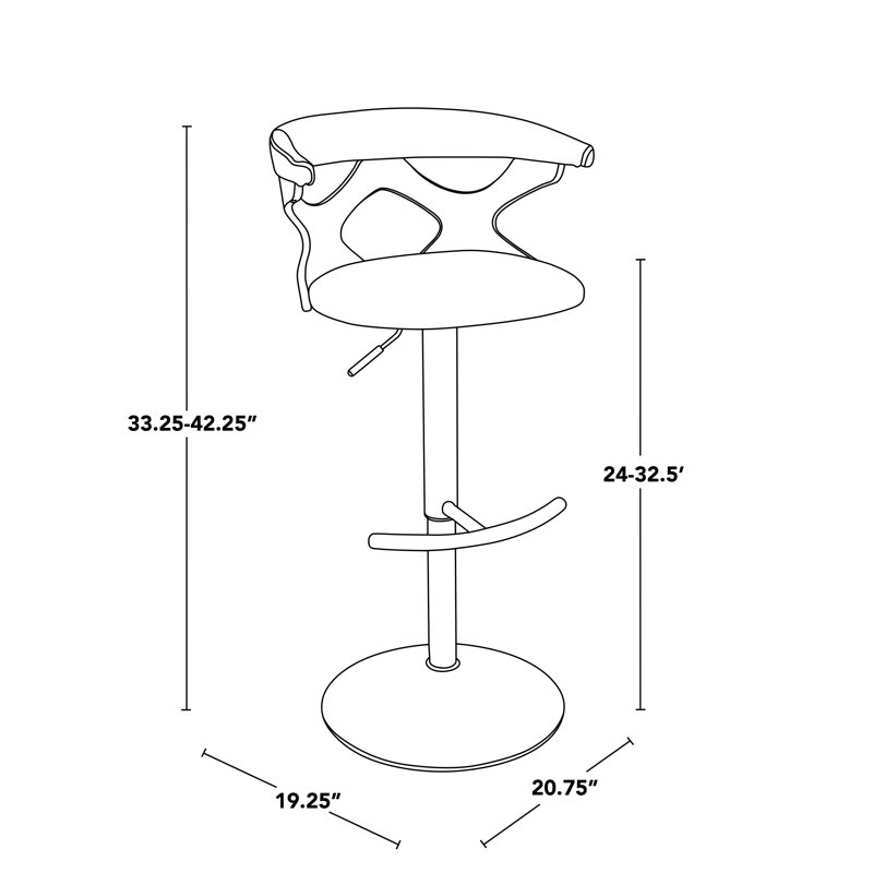 Tabouret de bar rotatif ajustable de style Mid-Century 2 pièces 20,75 po x 19,25 po x 42,25 po en acier chromé et bois de noyer sarcelle avec siège réglable de 25 à 33,5 po