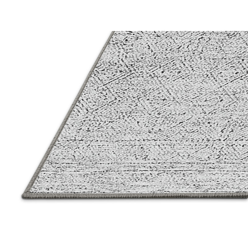 Tapis gris en polyester / chenille tissé à la machine Meirah, Rectangle 7 pi x 10 pi