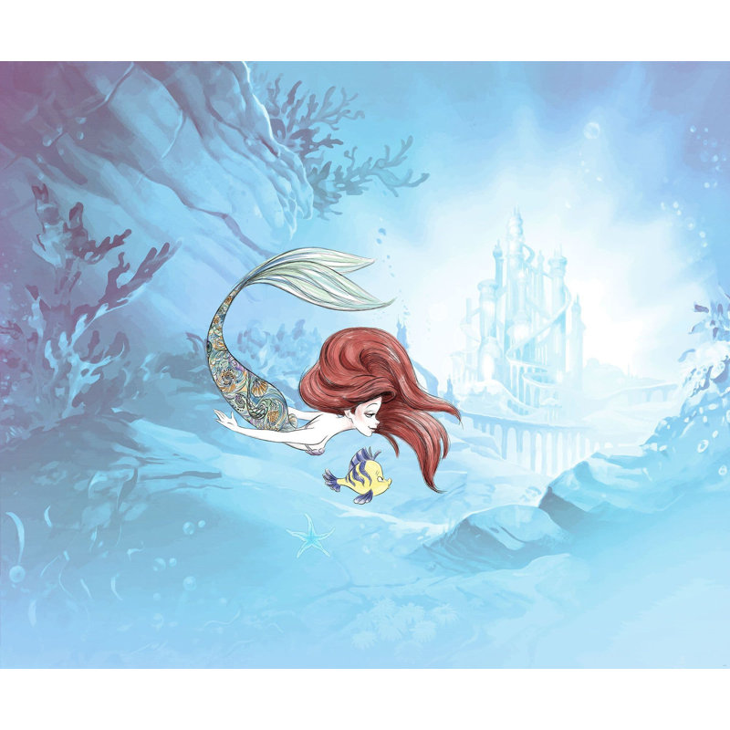 Ariel The Little Mermaid under the sea non-woven 8.2cm x 9.84cm Low-Gloss Wallpaper Roll
