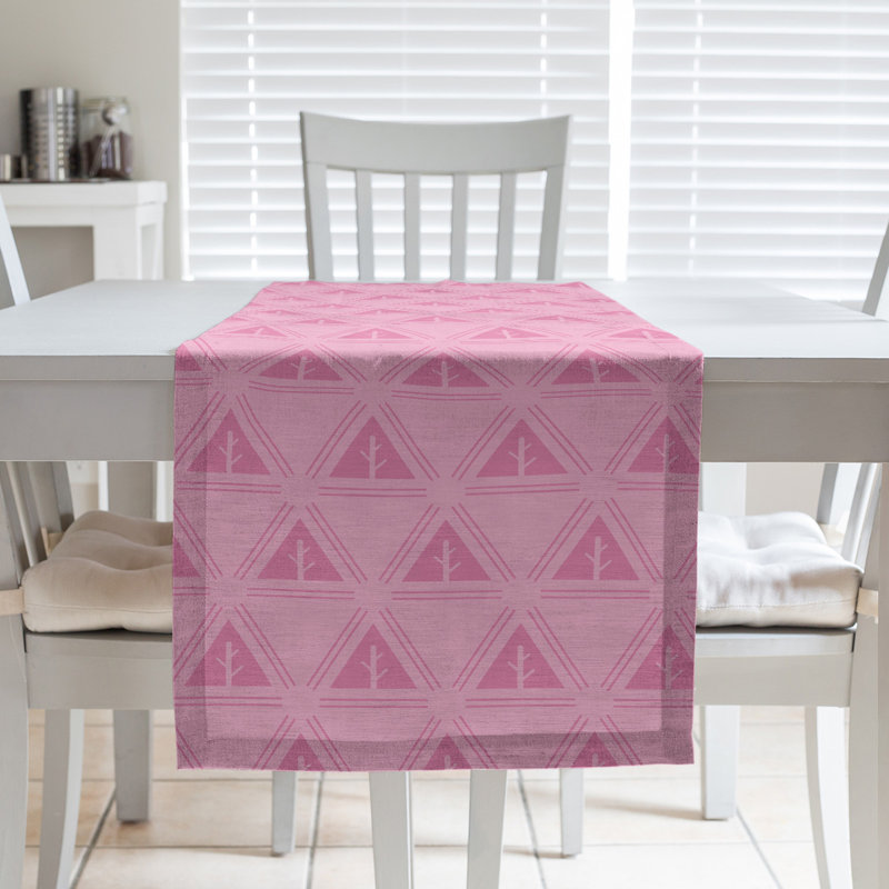 Chemin de table d’arbre minimaliste classic Barbra, 16 po x 72 po, Rose clair/blanc
