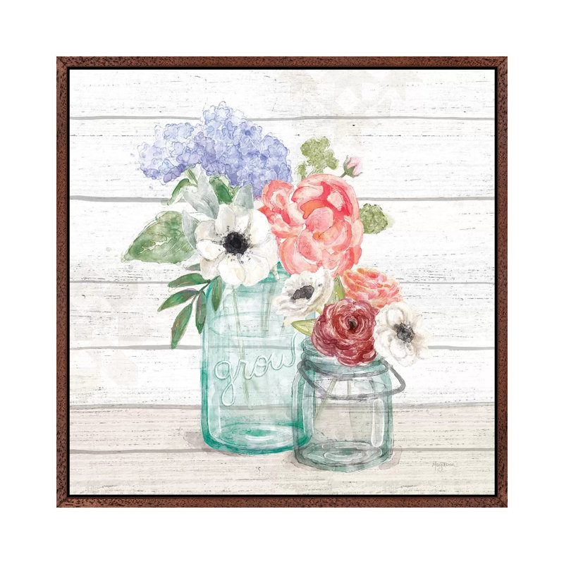 Pastel Flower Market XII by Mary Urban - Print on Canvas, 93.98 cm H x 93.98 cm W, Classic Brown Wood Framed
