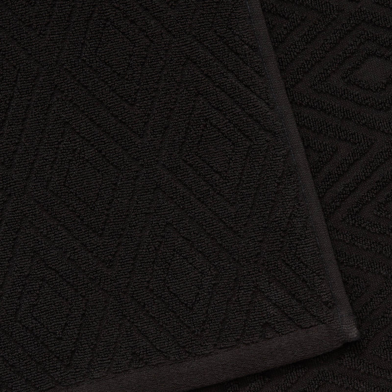 Diamond Geo Sculpted Cotton Bath Towel, Black