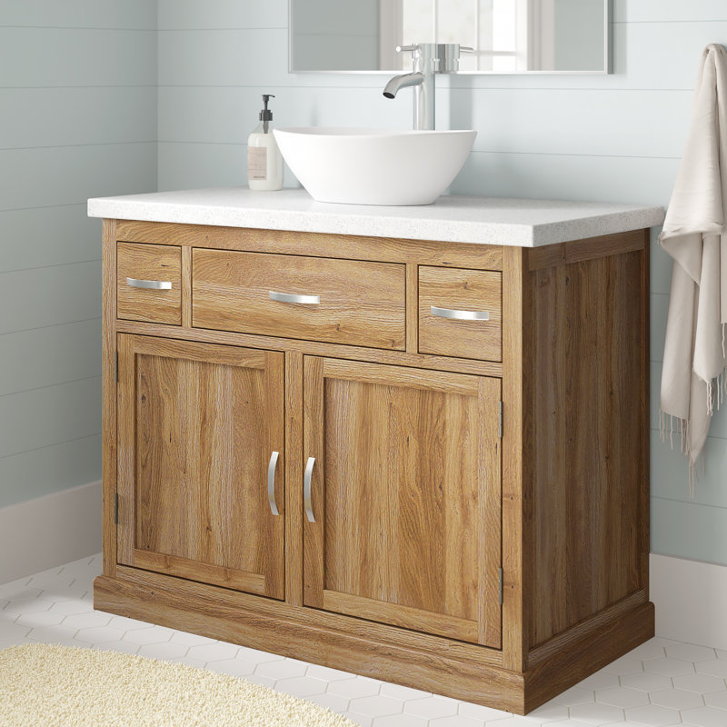 Nya 1000mm Single Bathroom Vanity with Vessel Ceramic Basin, White