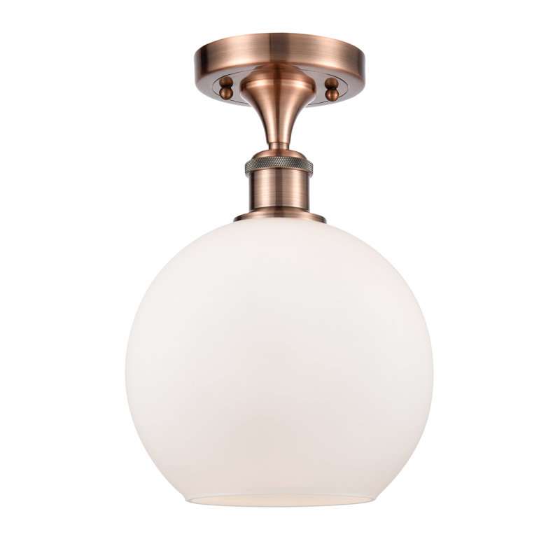 Plafonnier semi-encastré 8 lumières Baptista, Cuivre antique, Blanc mat, 12'' H X 8'' W X 8'' D