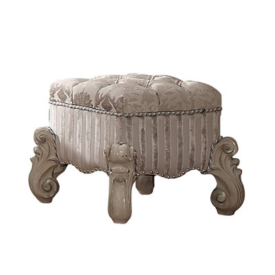 Versailles Upholstered Vanity Stool in Antique Platinum by Astoria Grand
