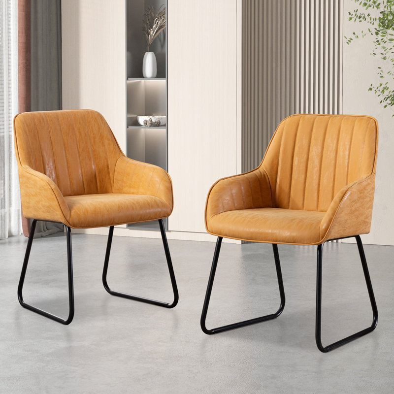 Chaises de salle à manger rembourrées avec accoudoirs Braiden, Brun clair