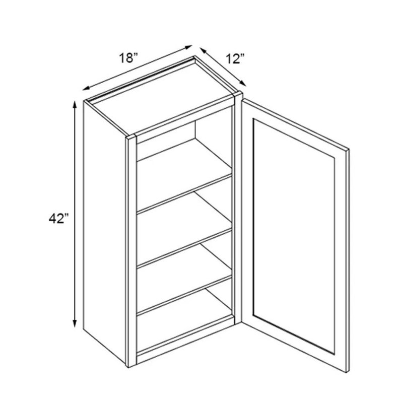 Armoire murale à une porte avec trois tablettes, 18", Blanc antique