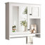 Armoire de salle de bain blanche avec miroir - 2 tablettes réglables montées pour le rangement des articles de toilette et accessoires