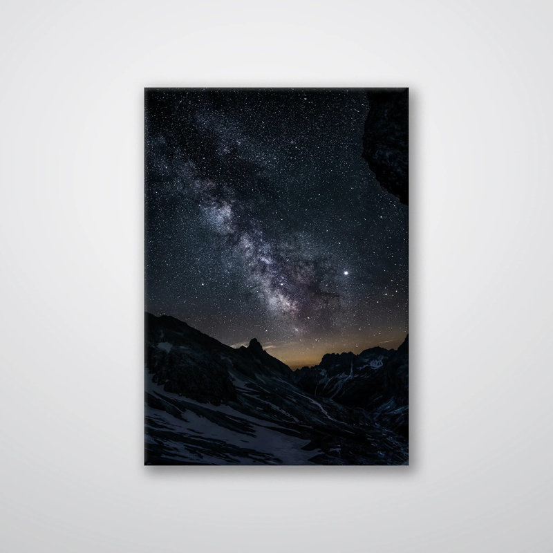 Impression de montagnes Astro - Art mural de paysage de montagne cosmique - œuvre d'art sur toile montagne galaxie - nuit étoilée scène de la nature affiche - décor de paysage de science-fiction surréel - impression de décoration murale moderne céleste