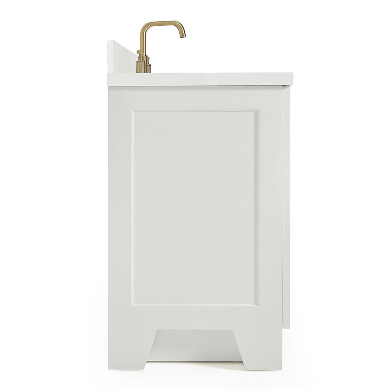 31 IN.  Single Bathroom Vanity, White, White Quartz, Oval