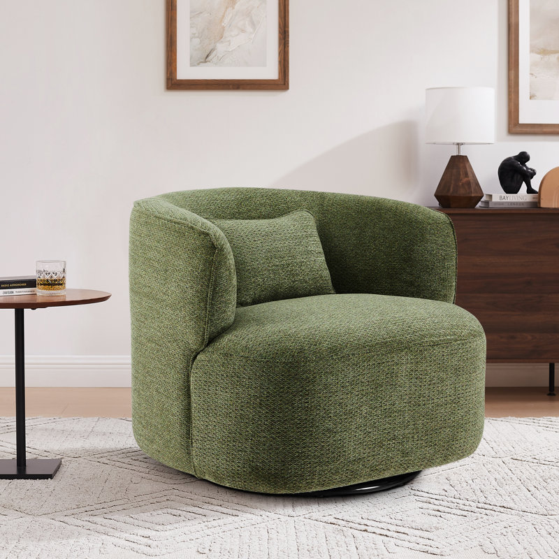 Bernado 31.1'' Wide Fabric Swivel Barrel Chair, Green
