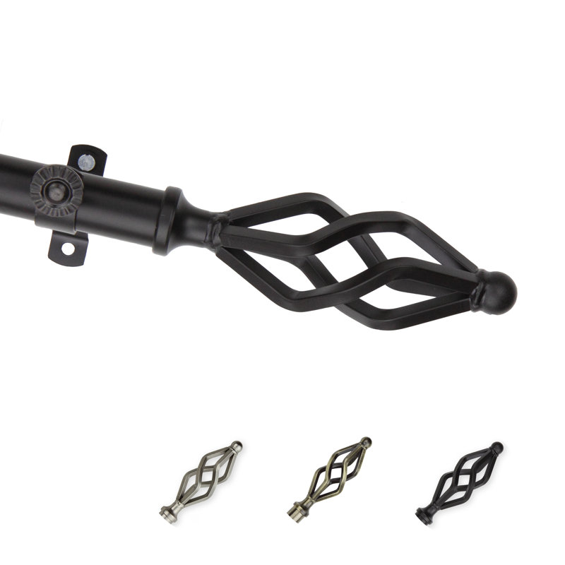 Tringle à rideaux simple réglable 0,81 po Baltz, De 28 po à 48 po de largeur, Noir