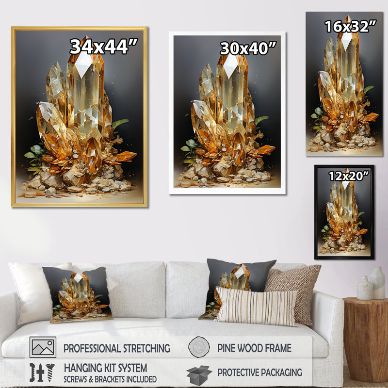 Pierre colorée et spirituelle Pyrite I - impression, H 20 po x l 12 po x P 1 po, Toile tendue