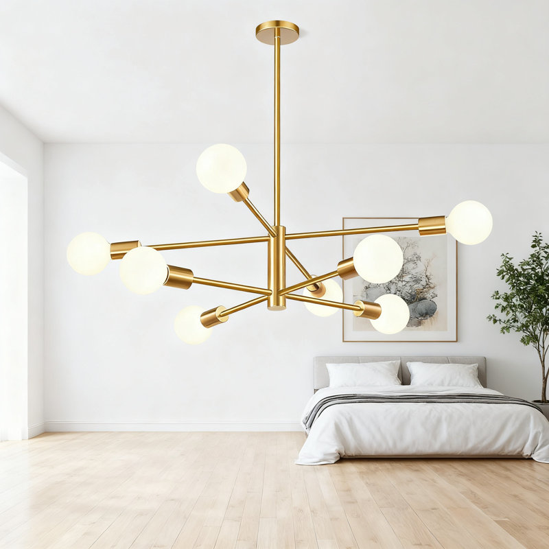 Plafonnier 8 lumières Spoutnik, lustre Mid-Century moderne à hauteur réglable pour salle à manger, îlot de cuisine et salon