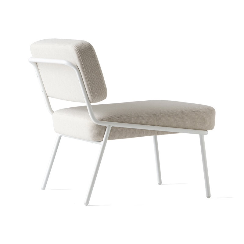 Sixty Upholstered Lounge Chair with Metal Frame, Cream Polyester, White