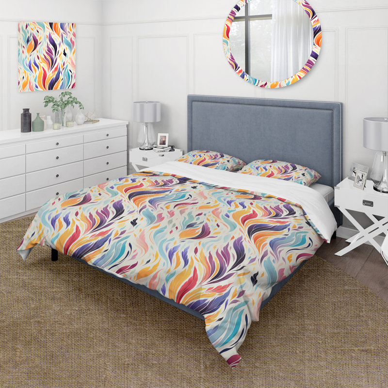 Ensemble de housse de couette Purple And Blue Ikat Whimsical Dreams - Ikat, Housse de couette simple + 1 taie décorative stan