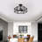 3-Light Farmhouse Drum Black Caged Semi Flush Mount