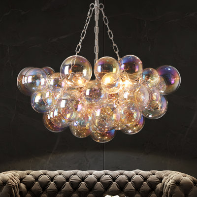 Lustre sphérique en verre 6 lumières