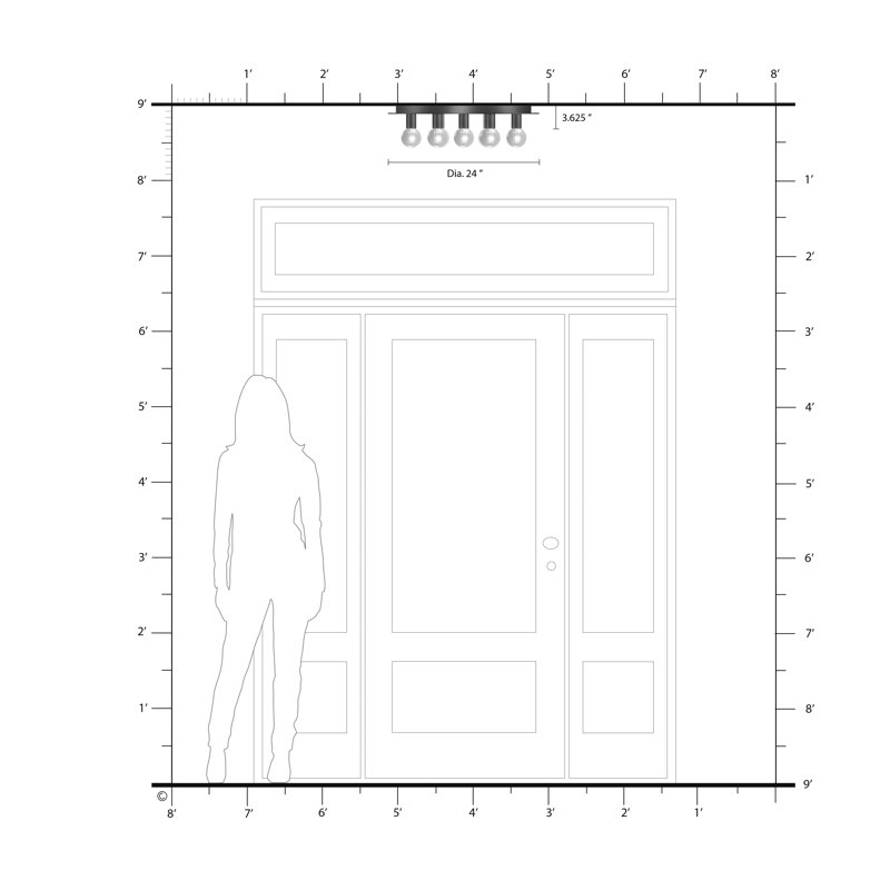 Plafonnier encastré 7 lumières 24 po Zaryk, Bronze