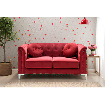 Colmar Burgundy Velvet Loveseat
