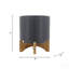 5" PLANTER W/ WOOD STAND, MATTE GRAY-1188284676