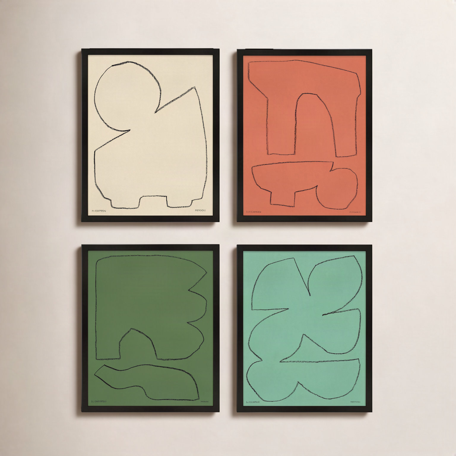 Freya "Earth 1" 4-Piece Print Set, 40" H x 32" W x 1.25" D, Black