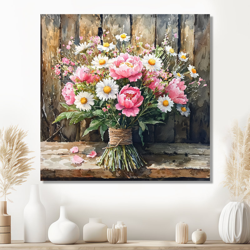 Rustic Romance Bouquet de fleurs sauvages I - Bouquets assortis en métal, H 16 po x l 16 po