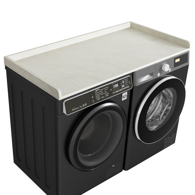 Kaboon Washer Dryer Countertop with Edge Rails, 27.5" x 54", Laundry Room Organization, Sea Salt