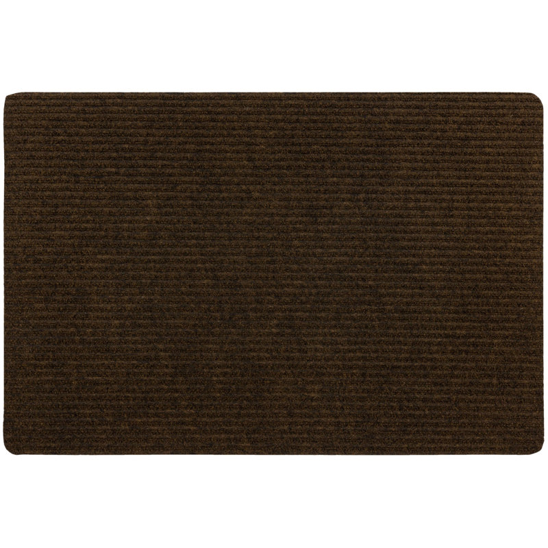 Double Play Ribbed Low Pile Moisture Absorbant Stain/Fade Resistant Non-Slip Indoor/Outdoor Doormat, Mocha, 24" x 36"