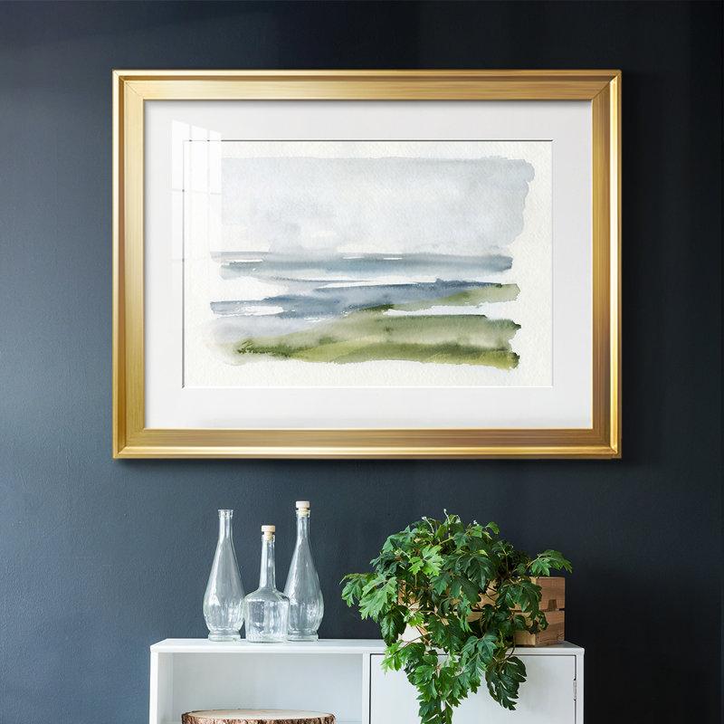 Coastline Splash avec cadre en I et cadre biseauté mat et verre, H 19 po x l 27 po x P 1,5 po, Or