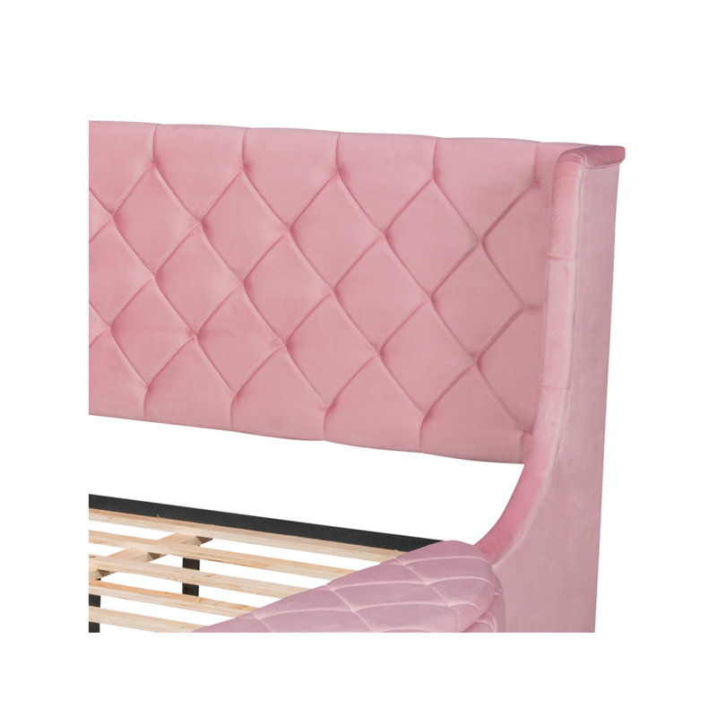 Kiria Upholstered Platform Bed, Pink