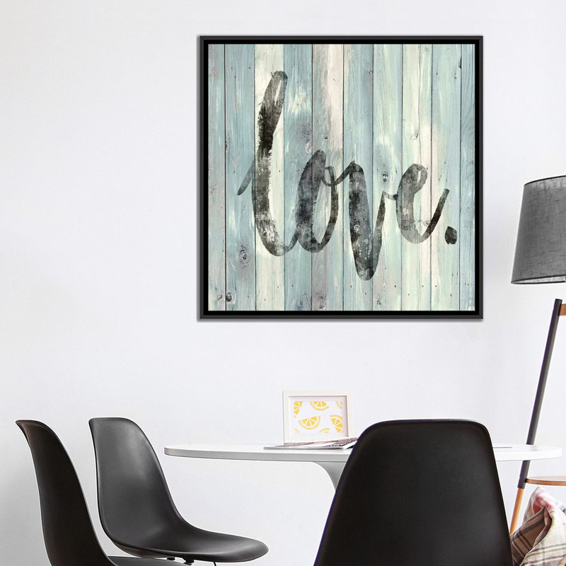 Letter. « on wood », art textuel sur toile, H 37 po x l 37 po x P 1,5 po, Toile avec cadre noir, Pas de tapis